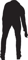 vector; silhouette of back view of a crouched man pointing down