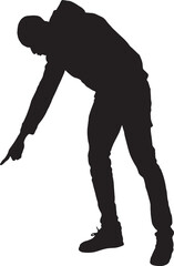 vector; silhouette of side view of a man pointing down