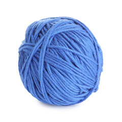 Soft blue woolen yarn isolated on white