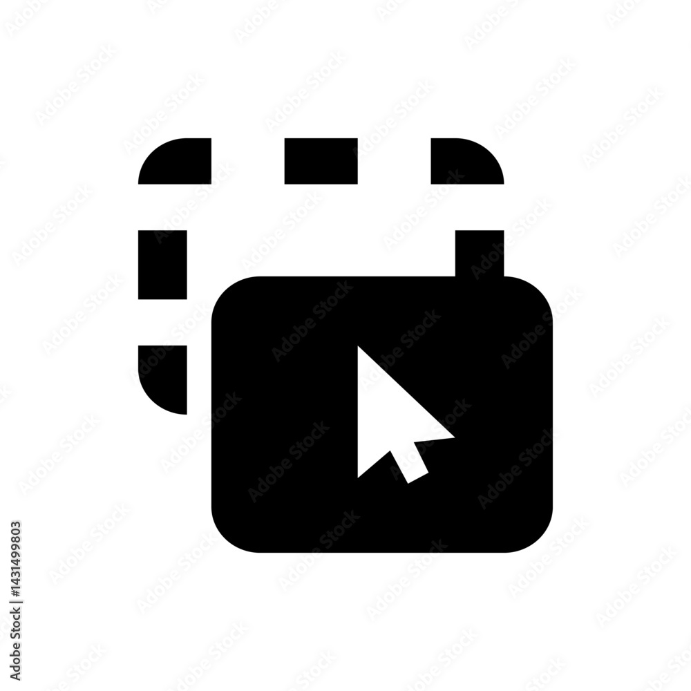 Poster selection tool icon showing a cursor selecting an object with a dotted outline in black and white co