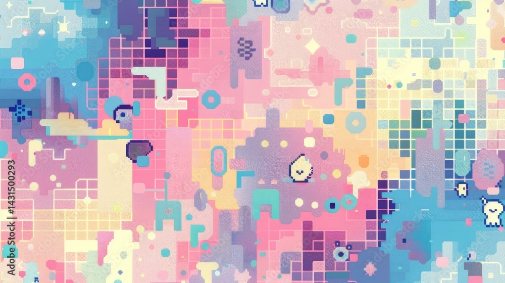 Poster abstract geometric pattern with pastel rectangles in diagonal arrangement. digital art for modern an