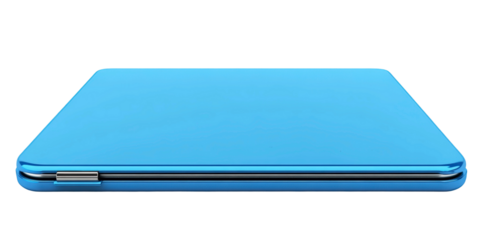 Sleek blue laptop design on a white background showcasing modern technology and innovation for digital professionals and creative users in a vibrant workspace