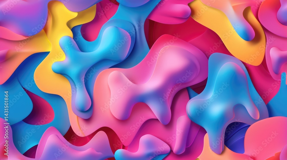 Poster vibrant abstract shapes in colorful pastel tones. modern fluid design. digital artwork of abstract a