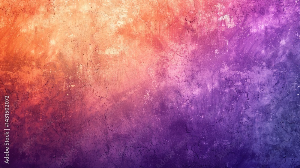 Poster abstract space background with orange, pink and purple gradient and white speckle. digital artwork f