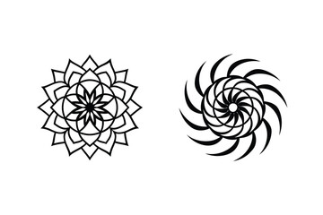 Fototapeta premium Abstract Black And White Floral And Spiral Graphic Design Elements Collection