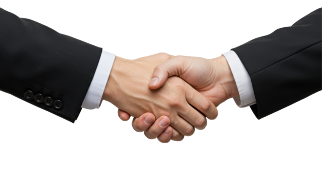 A firm handshake seals a business deal promise of cooperation