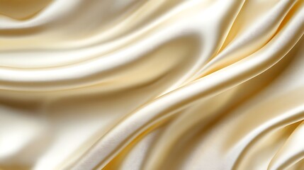 Obraz premium Golden Flowing Fabric Texture, Soft, flowing golden fabric with gentle waves and folds, creating a luxurious and elegant texture