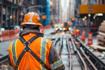 A construction worker is part of a team building a new subway line in a major city