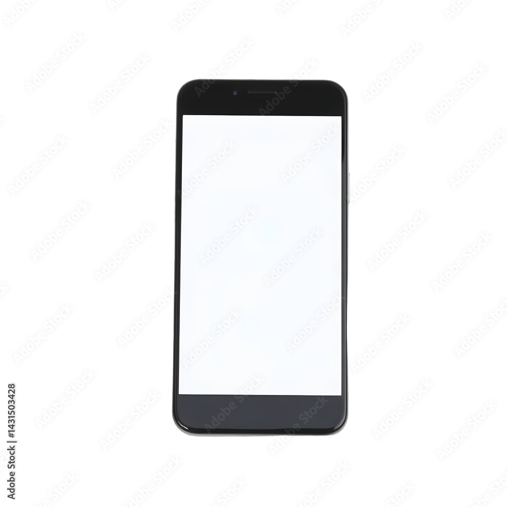 Poster modern smartphone device, a sleek mobile phone display, isolated on a clean white background. tech c