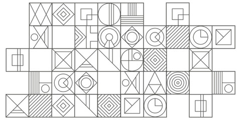 Background of squares and geometric shapes. Geometric drawing. Abstract engineering background. Vector illustration .