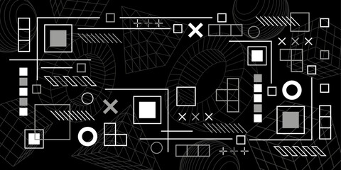 Technological black background. Geometric abstract figures. Vector illustration .