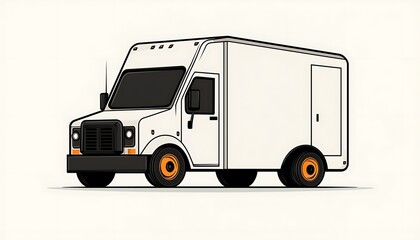 White Delivery Van Illustration