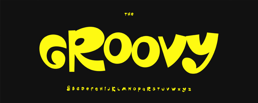 Groovy Font with Witty Letters, Funky Retro Letters, 70s Style Alphabet for Happy Vibes Design, Music Poster Font, Creative Titles, Colorful Print Letters, Playful Typography. Vector Typeset
