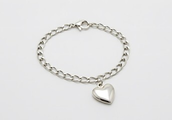 Elegant silver heart charm bracelet jewelry image