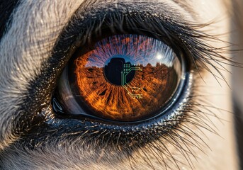 Circuit Board Pattern on Amber Animal Iris