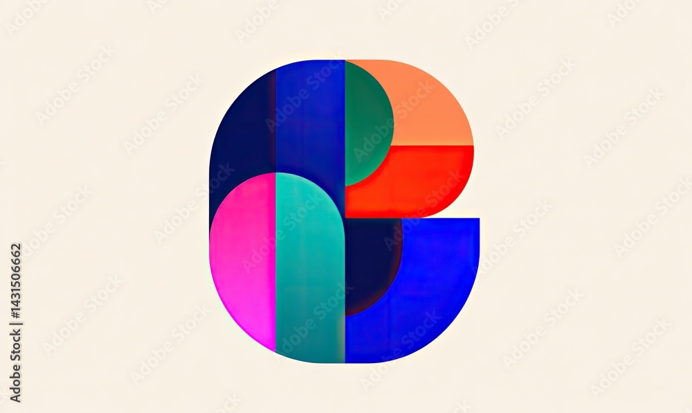 Poster abstract circular design with vibrant, overlapping color segments