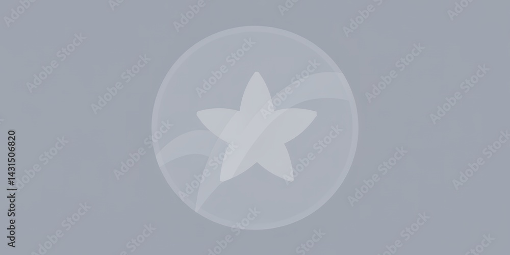 Poster a faded star shape inside a circle on a gray background in a soft focus image style