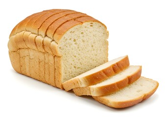 Freshly sliced loaf of white bread ready to eat
