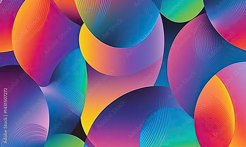 Poster Vibrant, overlapping gradient circles create a dynamic, colorful abstract pattern