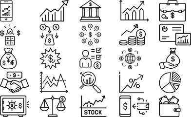 Finance Market Line editable icons