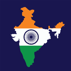India flag map vector illustration