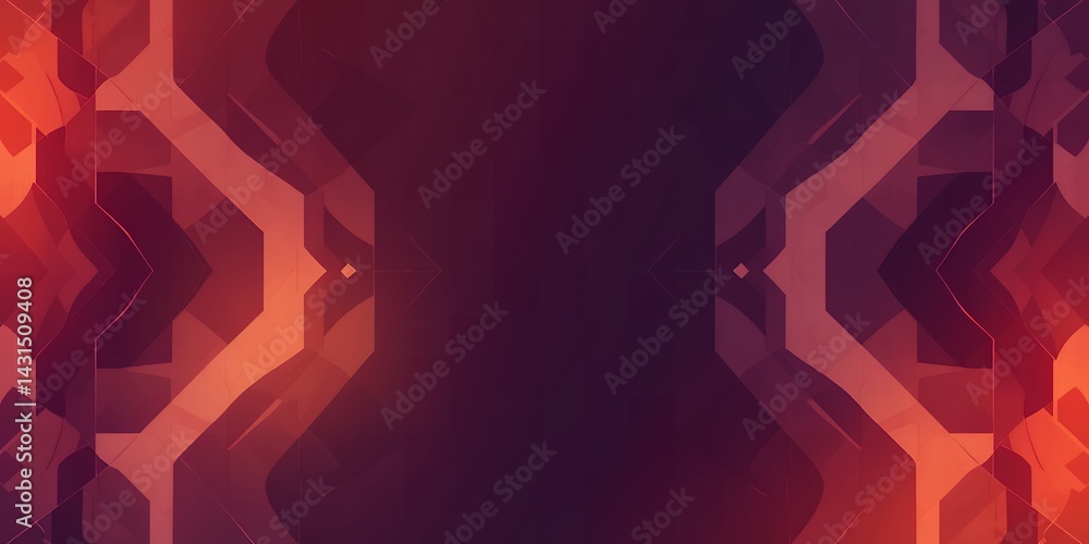 Aufkleber abstract symmetrical design with orange and red gradients and geometric shapes on edges