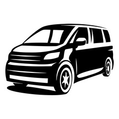 Monochrome Image Depicting a Modern Minivan Design with Clean Styling Elements