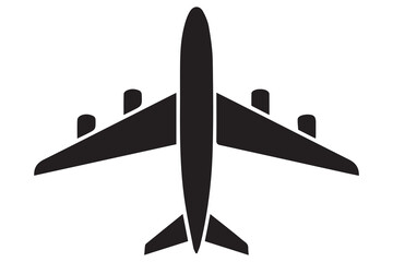 Black Silhouette of a Airplane vector white background
