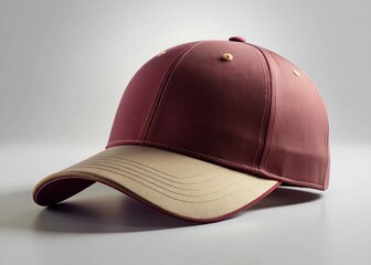 Fototapeta premium Creamy Burgundy Baseball Cap - Drone Aerial View, Stylish Headwear, Fashion Accessory