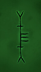 Name Ava Written in Celtic Ogham Alphabet with Green Magic Aura Suitable for Phone Wallpaper or Screensaver