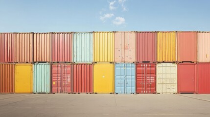 Fototapeta premium Containers in shipping yard, shipping port. 