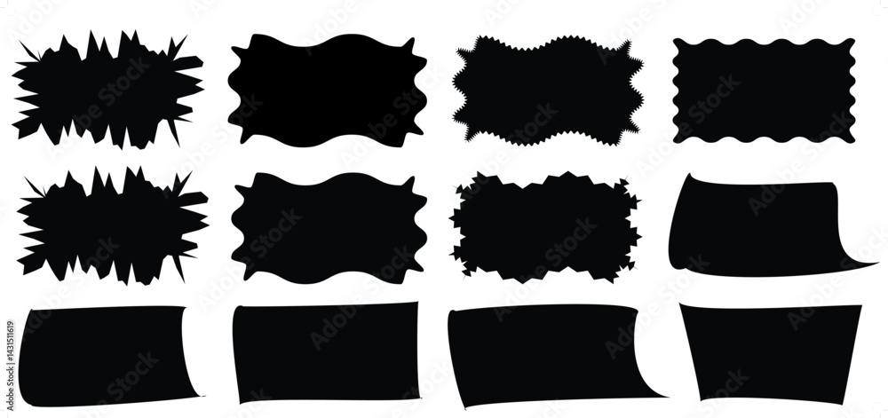 Poster set of black ink stains,set of seamless vector zig zag patterns. collection of romantic zigzag wavy 