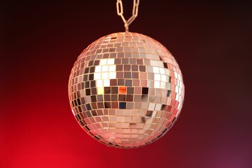 Fototapeta premium Shiny disco ball on color gradient background