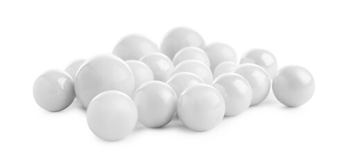 Many different decorative balls isolated on white