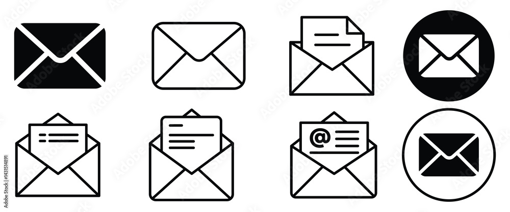 Poster collection of email line icon set vector. communication icon set vector on white background