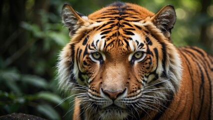 Close-Up Portrait of a Fierce Bengal Tiger in the Wild