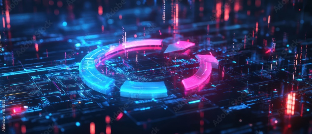 Poster abstract loading symbol on a circuit board
