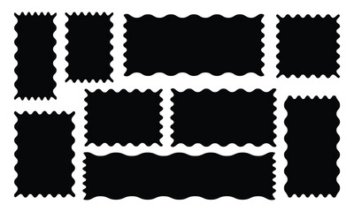 Collection of silhouette rectangle wavy border shape design element vector illustration on white background