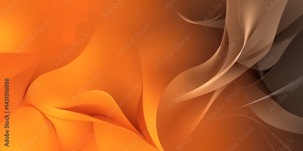 Poster abstract background with orange and beige flowing shapes creating a dynamic design
