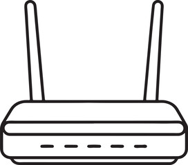 modern wifi router with antennas line art, black outline, vector and illustration, coloring book page line art drawing