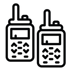 Walkie talkies radio pair line icon, law enforcement concept. Vector graphics. Communication kit sign on white background, style for mobile or design.