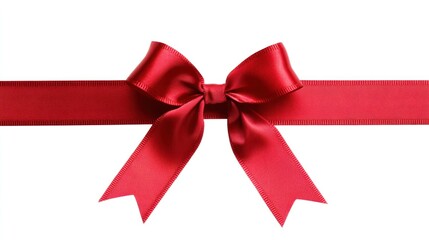 Red ribbon bow on white background