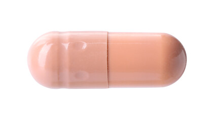Collagen capsule isolated on white. Dietary supplement