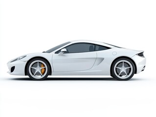 Obraz premium Sleek White Sports Car Side Profile on White Background