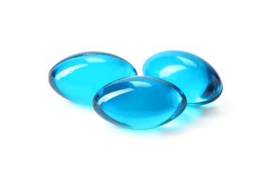 Collagen capsules isolated on white. Dietary supplement