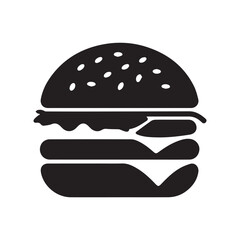 Black Burger Graphic Vector Icon for Minimal Designs