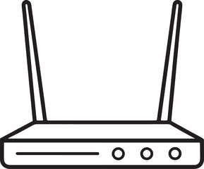 modern wifi router with antennas line art, black outline, vector and illustration, coloring book page line art drawing