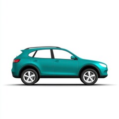 Fototapeta premium Teal Compact SUV Side Profile on White Background