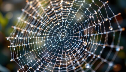 An artistic interpretation of fibers from a spider web sparkling with morning dew.