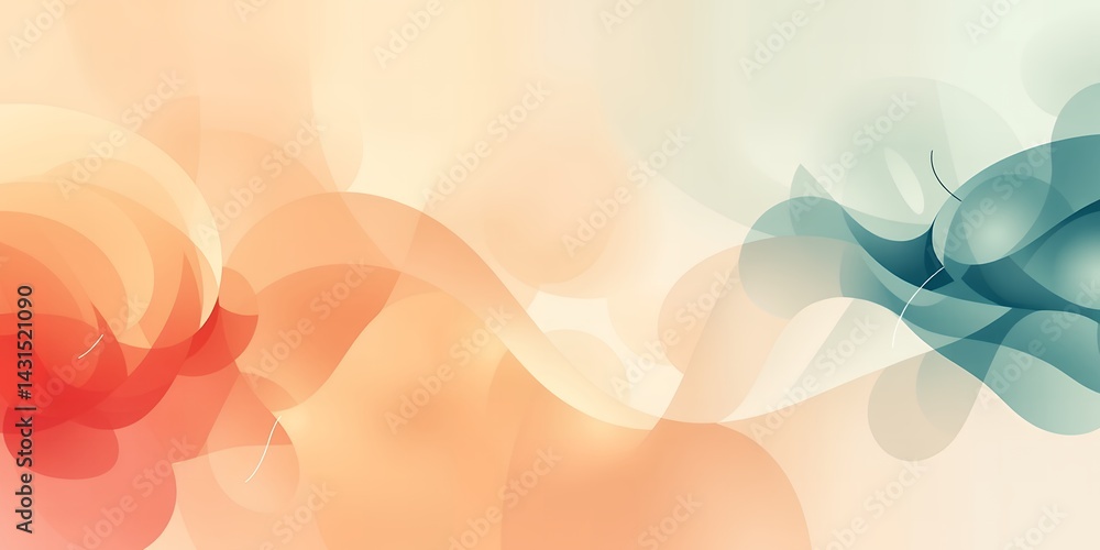 Poster abstract fluid art with orange and teal hues creating a dynamic flowing composition